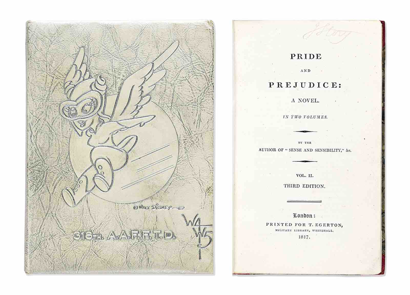 Left: Women Army Airfare Training Detachment, 318th, World War II, Yearbook. Right: Jane Austen, Pride &amp; Prejudice
