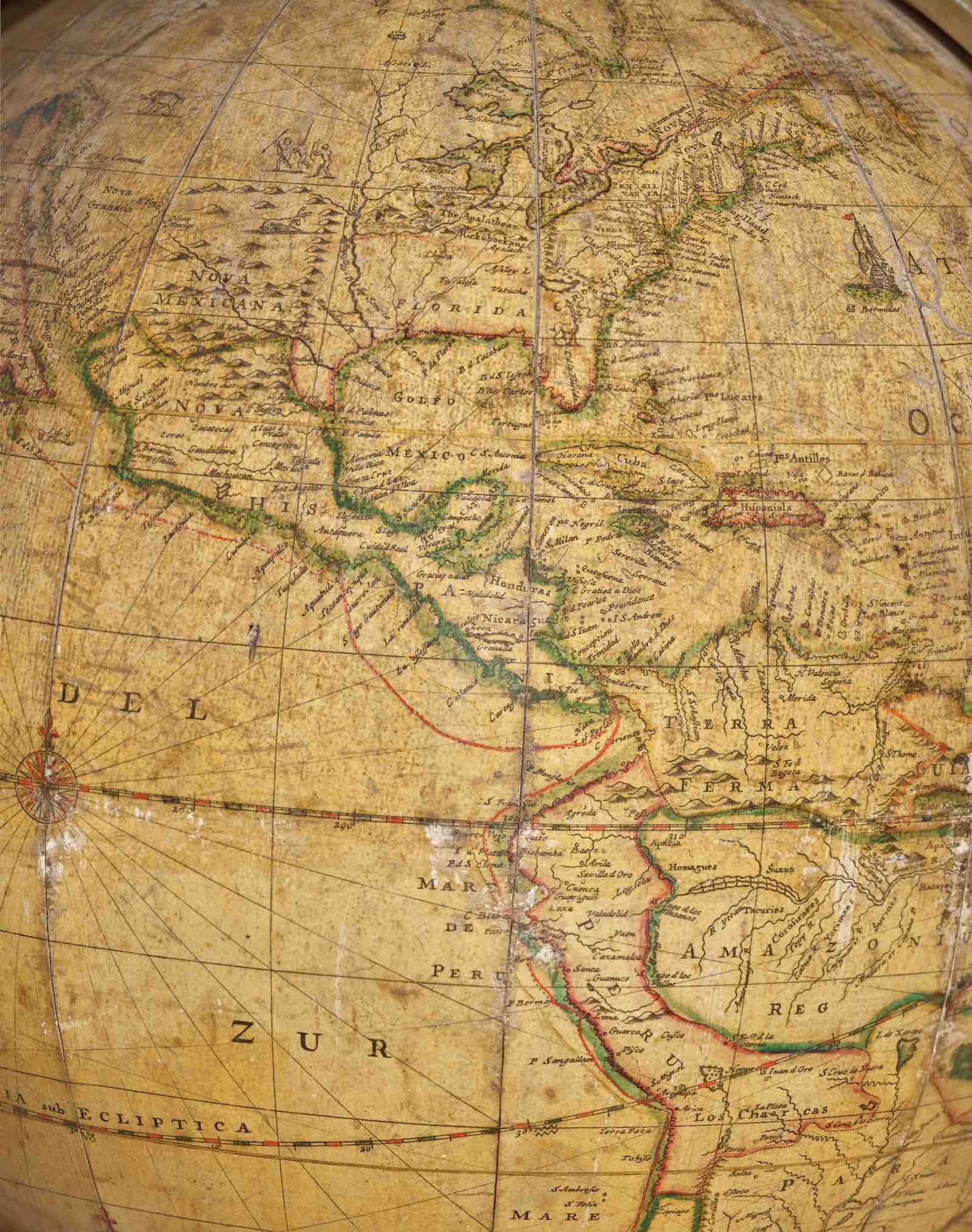 A detail from the globes