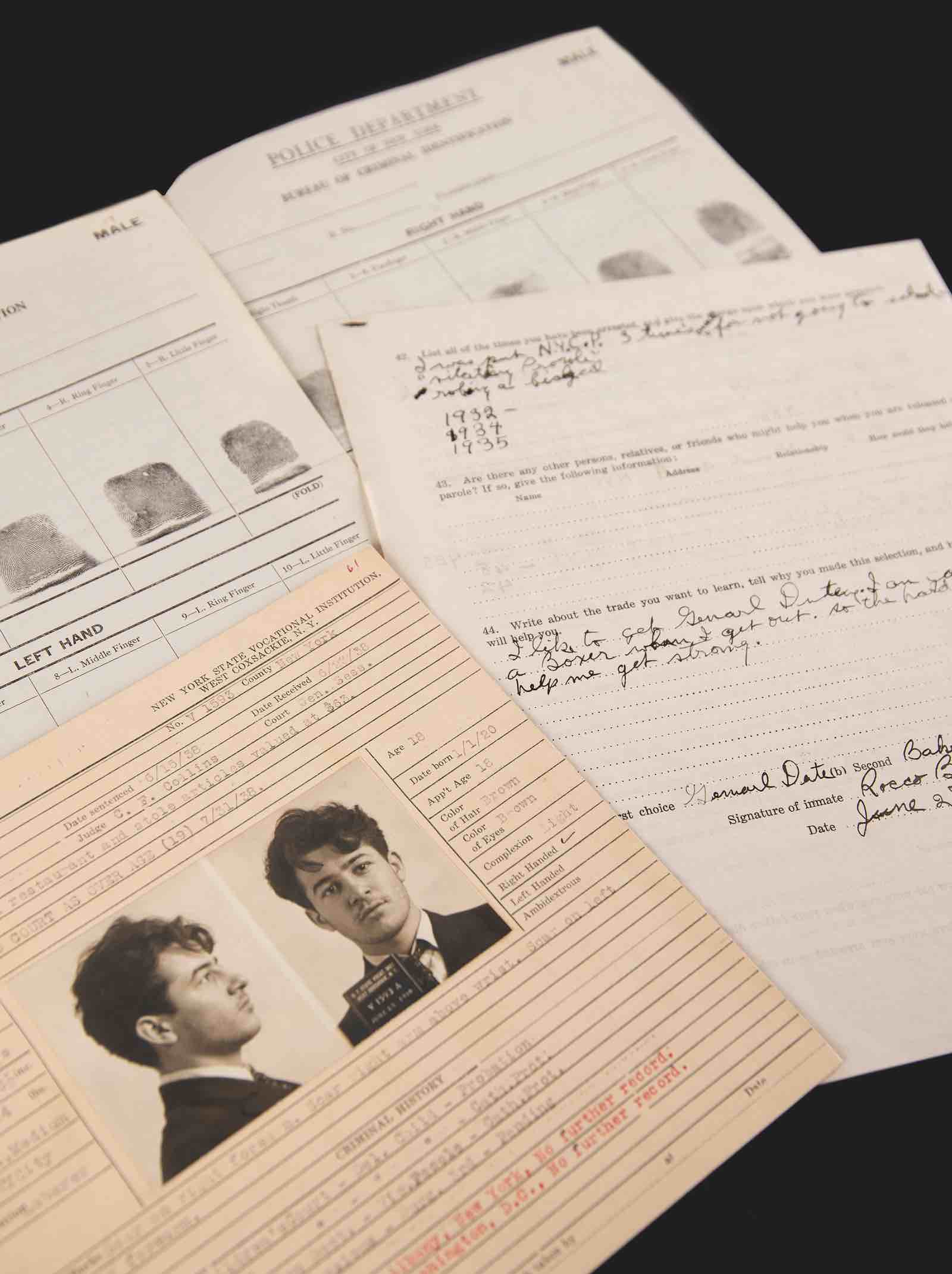 Part of the Rocky Graziano prison archive