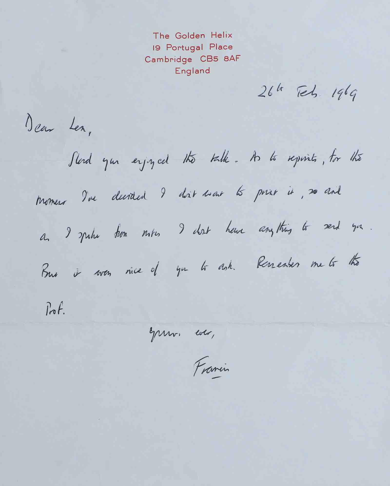 Crick letter