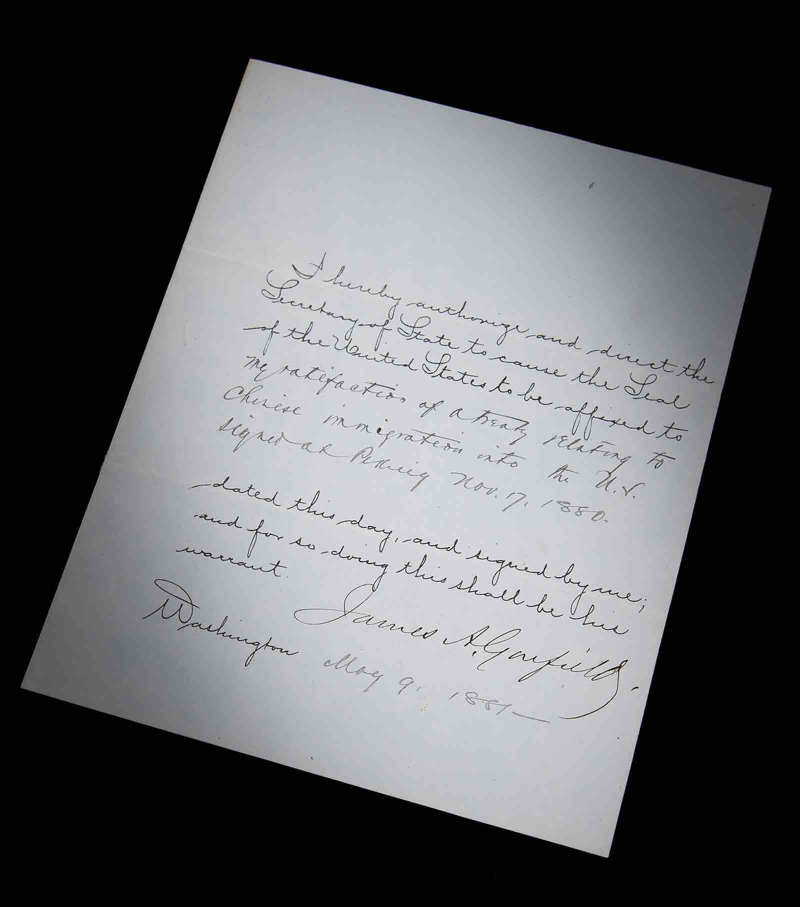 James A Garfield document