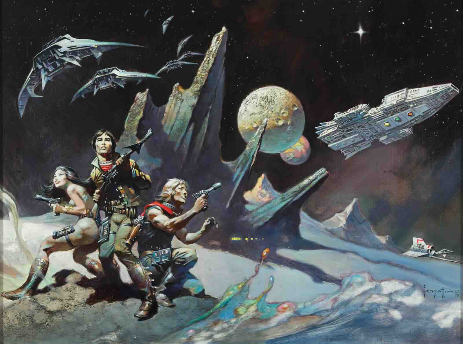 A Frazetta promotional painting for the Battlestar Galactica television series