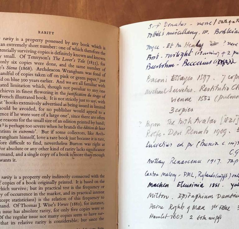 John Carter's manuscript notes