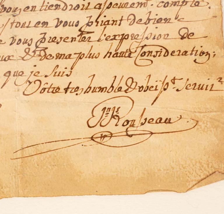 Letter by Jean-Jacques Rousseau 