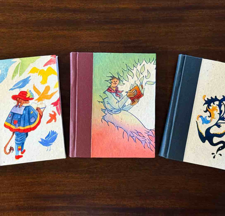 Examples of the first featured artist’s books, Audrey Avril