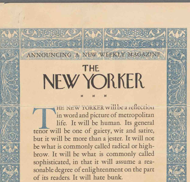 Prospectus for The New Yorker, 1924