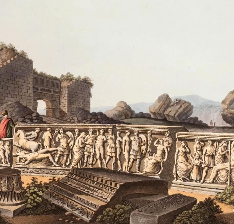 Plate from Luigi Mayer's "Selection of the Most Interesting of Sir Robert Ainslie's celebrated Collection of Views" (1811) showing "Fragments at Ephesus"