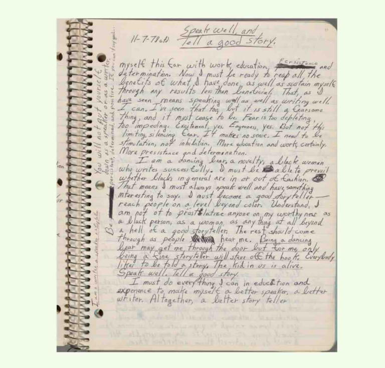Octavia E. Butler, entry for November 7, 1978. Manuscript in ink on paper. 